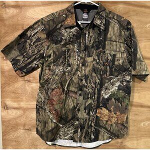 Walls Mossy Oak Men's XL Camo Hunting Shirt Short Sleeve Pockets Button Up